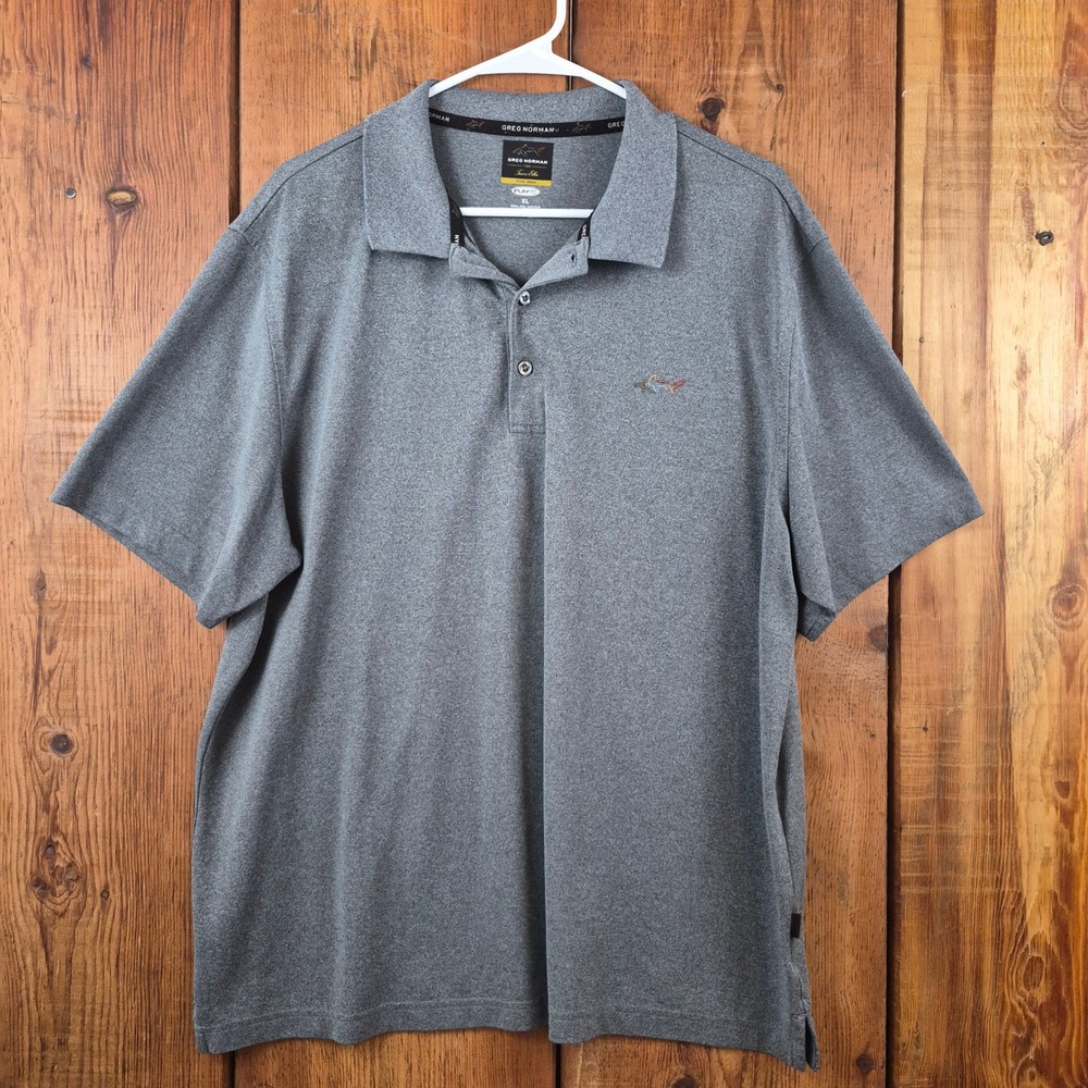 Greg Norman Tasso Elba Mens XL Grey PlayDry Five Iron Polo Shirt